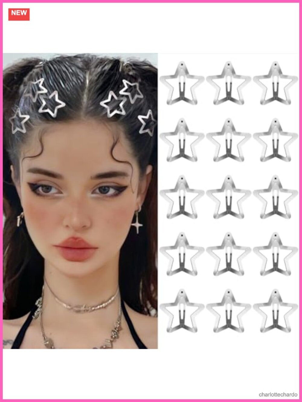 15 Pc Star Snap Hair Clips Metal Non Slip Hair Barrettes for Girls Women